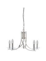 Searchlight Electric Ascona 5Lt Pendant -  Satin Silver & Clear Glass Sconces 4165-5SS