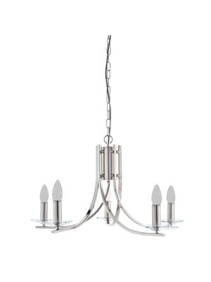 Searchlight Electric Ascona 5Lt Pendant -  Satin Silver & Clear Glass Sconces 4165-5SS