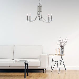Searchlight Electric Ascona 5Lt Pendant -  Satin Silver & Clear Glass Sconces 4165-5SS