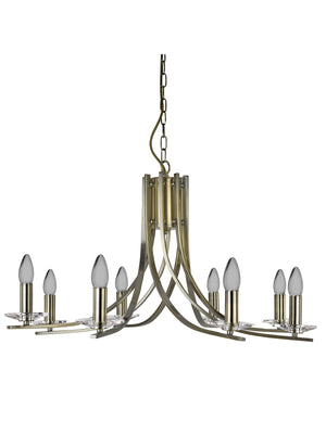 Searchlight Electric Ascona 8Lt Pendant - Antique Brass Metal & Glass 4168-8AB
