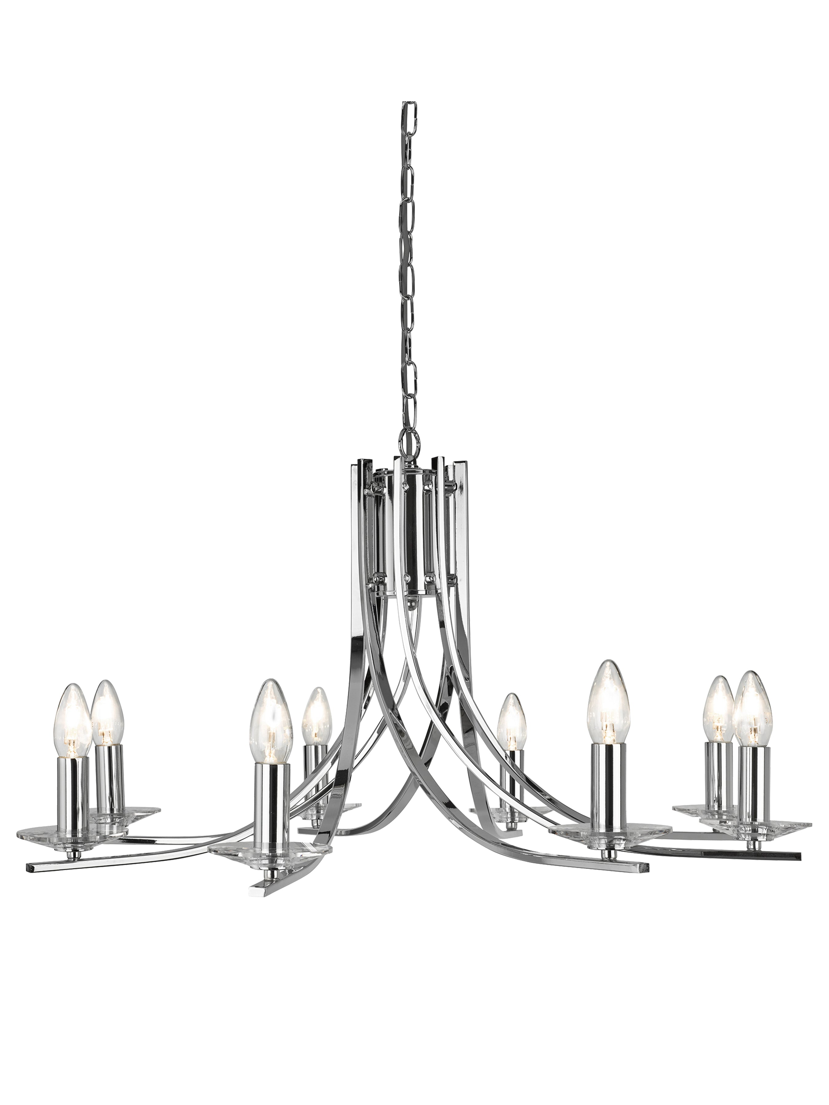 Ascona 8Lt Pendant - Chrome Metal & Glass