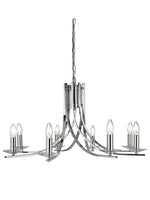 Ascona 8Lt Pendant - Chrome Metal & Glass
