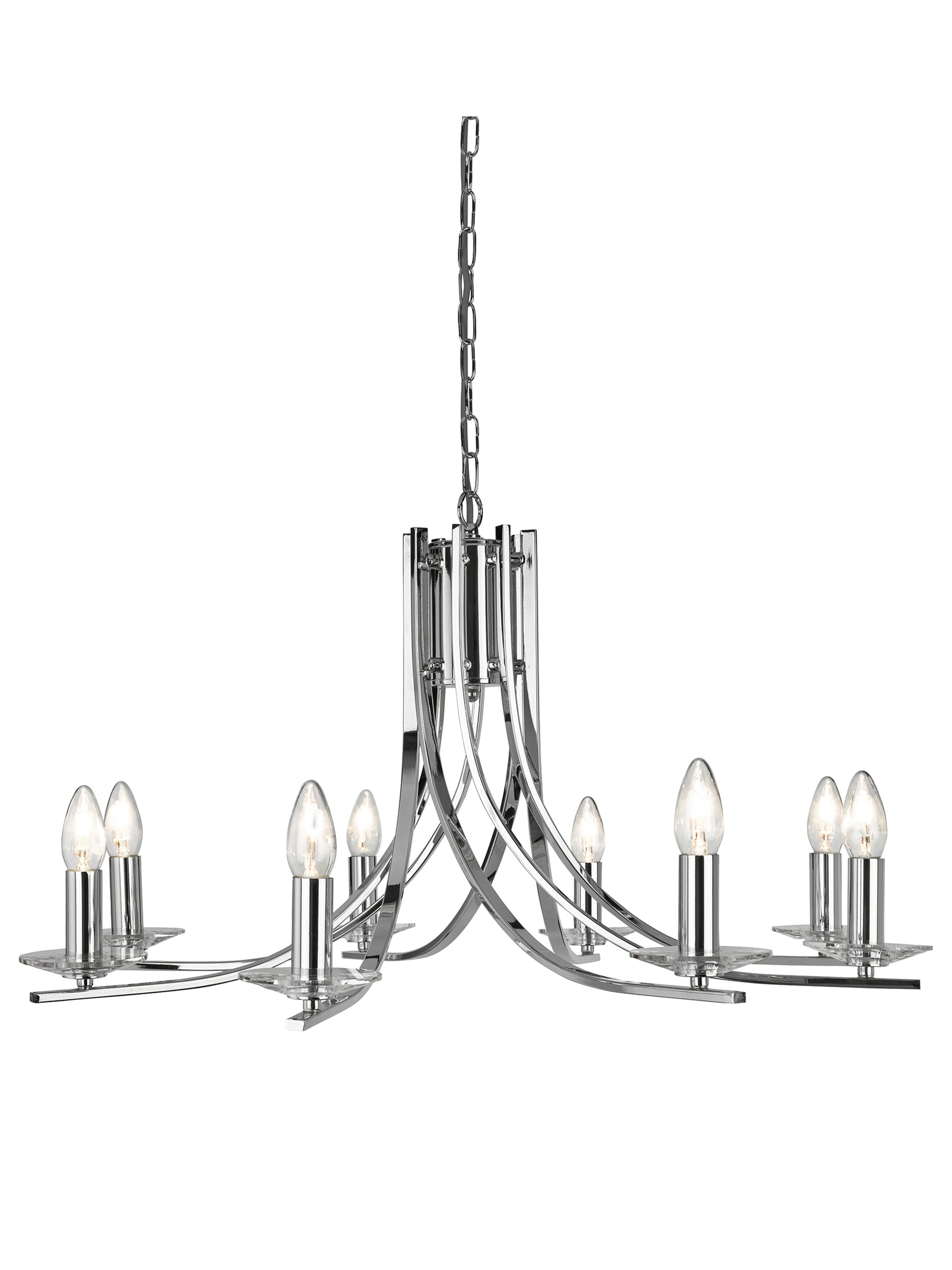 Ascona 8Lt Pendant - Chrome Metal & Glass