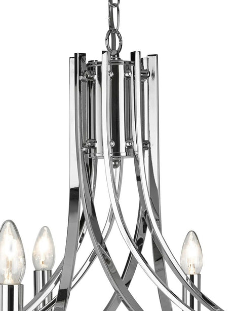 Searchlight Electric Ascona 8Lt Pendant - Chrome Metal & Glass 4168-8CC
