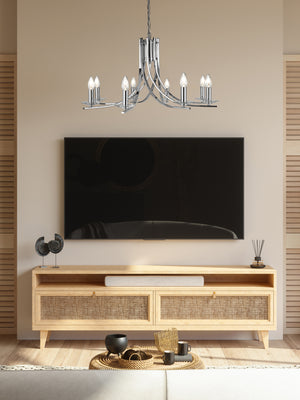 Searchlight Electric Ascona 8Lt Pendant - Chrome Metal & Glass 4168-8CC