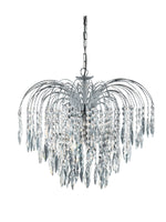 Searchlight Electric Waterfall 5Lt Pendant  - Chrome Metal & Crystal 4175-5