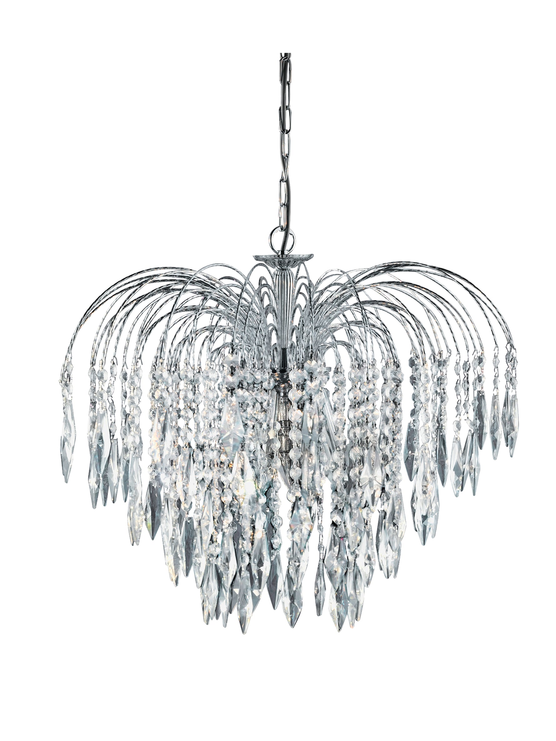 Searchlight Electric Waterfall 5Lt Pendant  - Chrome Metal & Crystal 4175-5