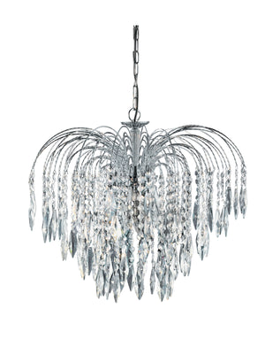 Searchlight Electric Waterfall 5Lt Pendant  - Chrome Metal & Crystal 4175-5