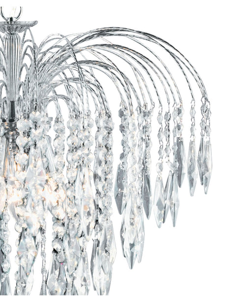Searchlight Electric Waterfall 5Lt Pendant  - Chrome Metal & Crystal 4175-5