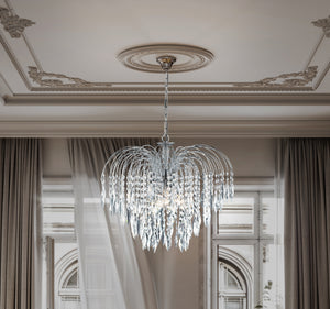 Searchlight Electric Waterfall 5Lt Pendant  - Chrome Metal & Crystal 4175-5