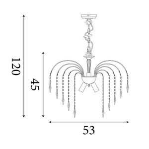 Searchlight Electric Waterfall 5Lt Pendant  - Chrome Metal & Crystal 4175-5