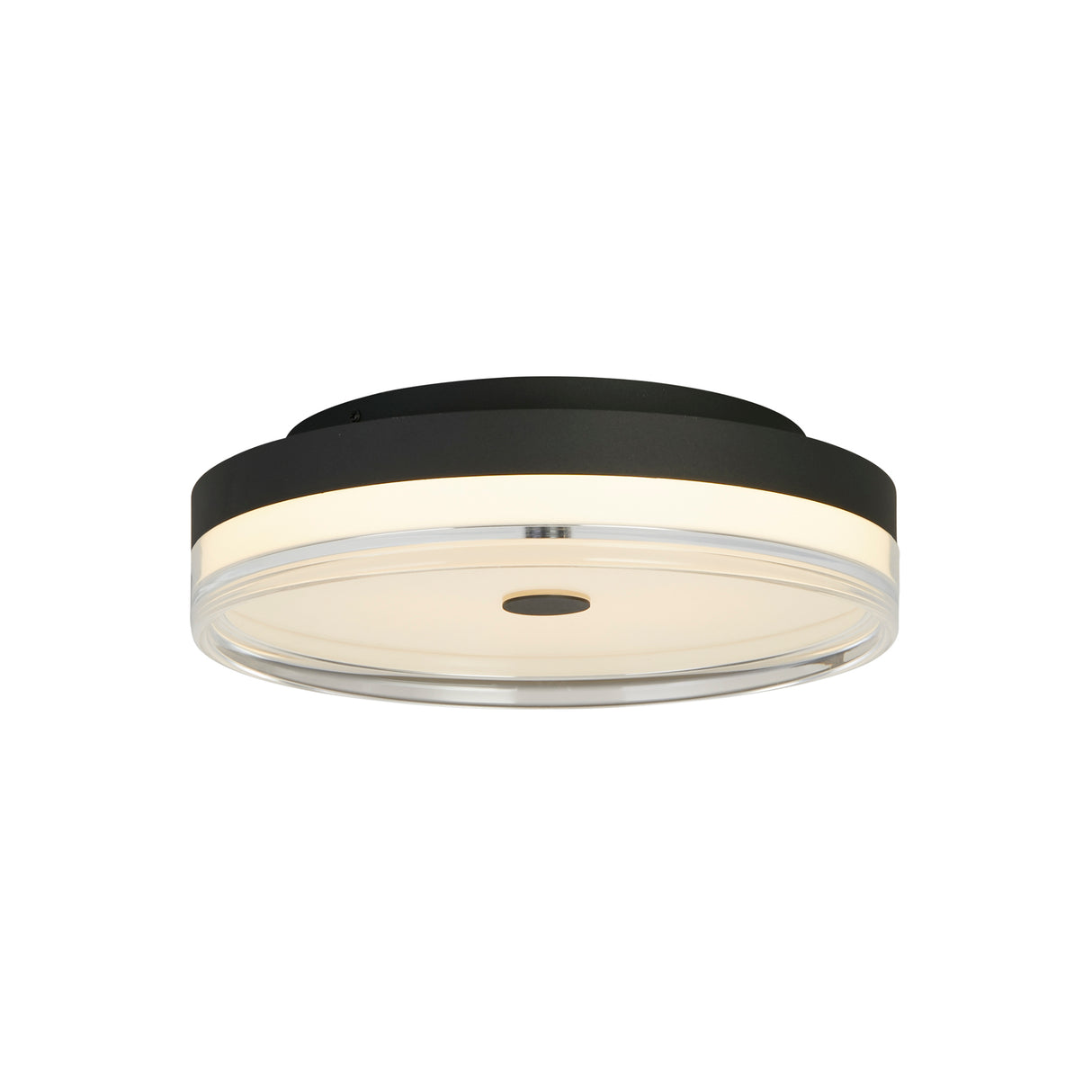 Cyprus LED Flush, Black Metal and Clear Acrylic