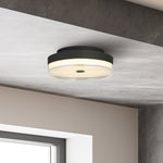 Searchlight Electric Cyprus LED Flush, Black Metal and Clear Acrylic 42651-30BK