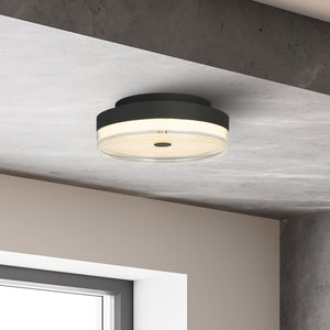 Searchlight Electric Cyprus LED Flush, Black Metal and Clear Acrylic 42651-30BK