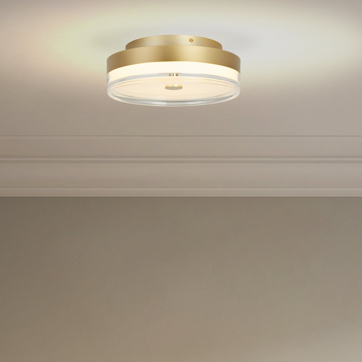 Searchlight Electric Cyprus LED Flush, Gold Metal and Clear Acrylic 42651-30GO