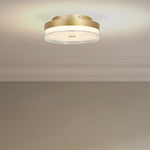 Searchlight Electric Cyprus LED Flush, Gold Metal and Clear Acrylic 42651-30GO