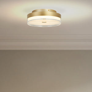 Searchlight Electric Cyprus LED Flush, Gold Metal and Clear Acrylic 42651-30GO