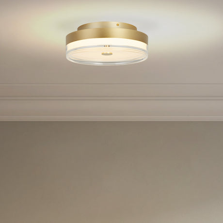 Searchlight Electric Cyprus LED Flush, Gold Metal and Clear Acrylic 42651-30GO