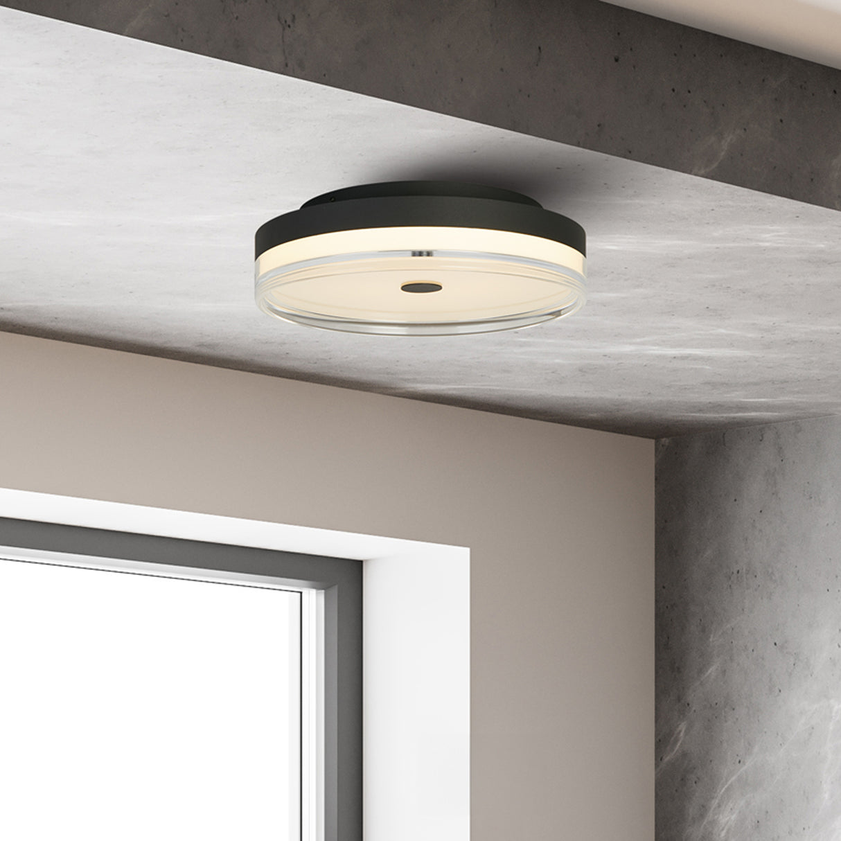 Searchlight Electric Cyprus LED Flush, Black Metal and Clear Acrylic 42651-40BK