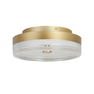Searchlight Electric Cyprus LED Flush, Gold Metal and Clear Acrylic 42651-40GO