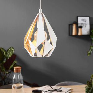 Eglo EU Carlton 1 Single Pendant Light E27 White Gold