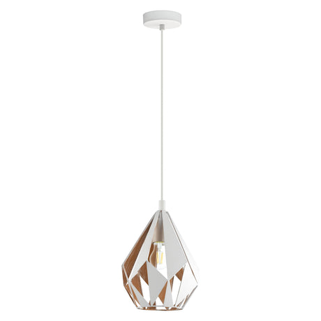 Eglo EU Carlton 1 Single Pendant Light E27 White Gold