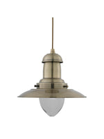 Searchlight Electric Fisherman Pendant  - Antique Brass Metal & Glass 4301AB