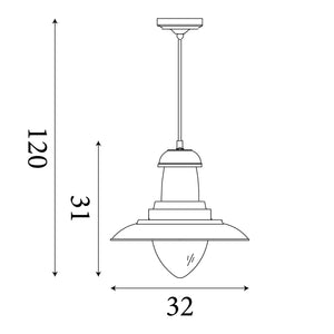 Searchlight Electric Fisherman Pendant  - Antique Brass Metal & Glass 4301AB
