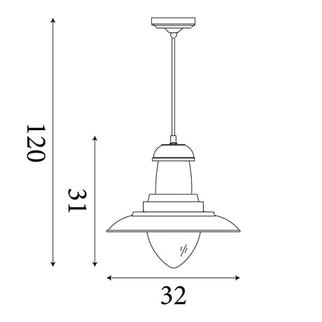 Searchlight Electric Fisherman Pendant  - Antique Brass Metal & Glass 4301AB