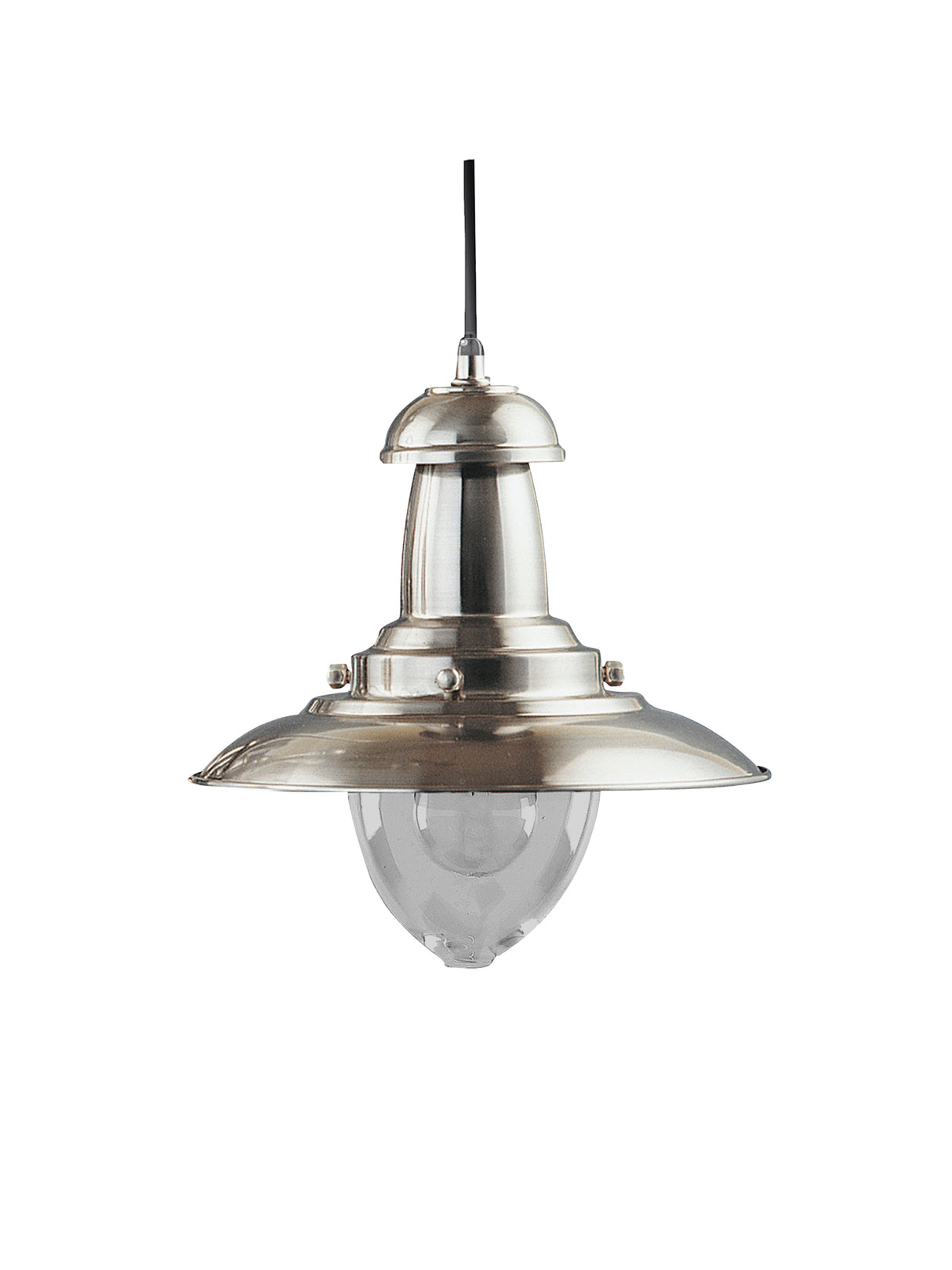 Searchlight Electric Fisherman Pendant  - Satin Silver Metal & Glass 4301SS
