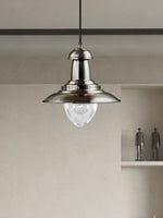 Searchlight Electric Fisherman Pendant  - Satin Silver Metal & Glass 4301SS