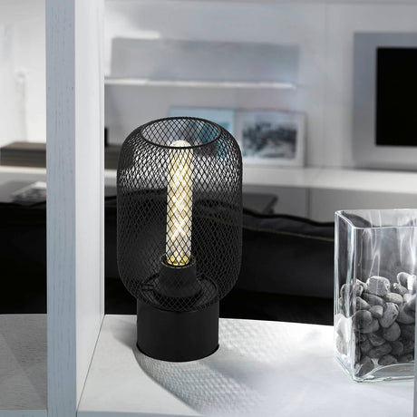 Eglo EU WRINGTON Table Lamp – Vintage Black Steel, E27, Inline Switch, Indoor Lighting