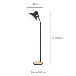 Eglo EU Lubenham Floor Lamp Black/Wood