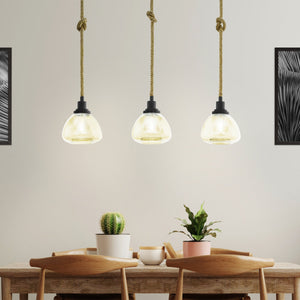 Eglo EU Rampside 3 Set Pendant E27 Black Rope Amber 