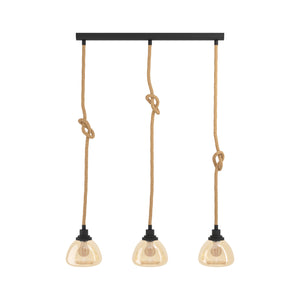 Eglo EU Rampside 3 Set Pendant E27 Black Rope Amber