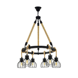 Eglo EU RAMPSIDE Vintage Pendant Light – 760mm Black Steel, E27 Fitting