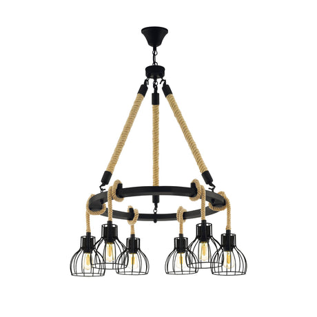 Eglo EU RAMPSIDE Vintage Pendant Light – 760mm Black Steel, E27 Fitting