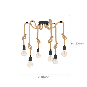 Eglo EU RAMPSIDE Pendant Light – Vintage Black Steel Design, E27 Fitting, 180mm Industrial Indoor Pendant