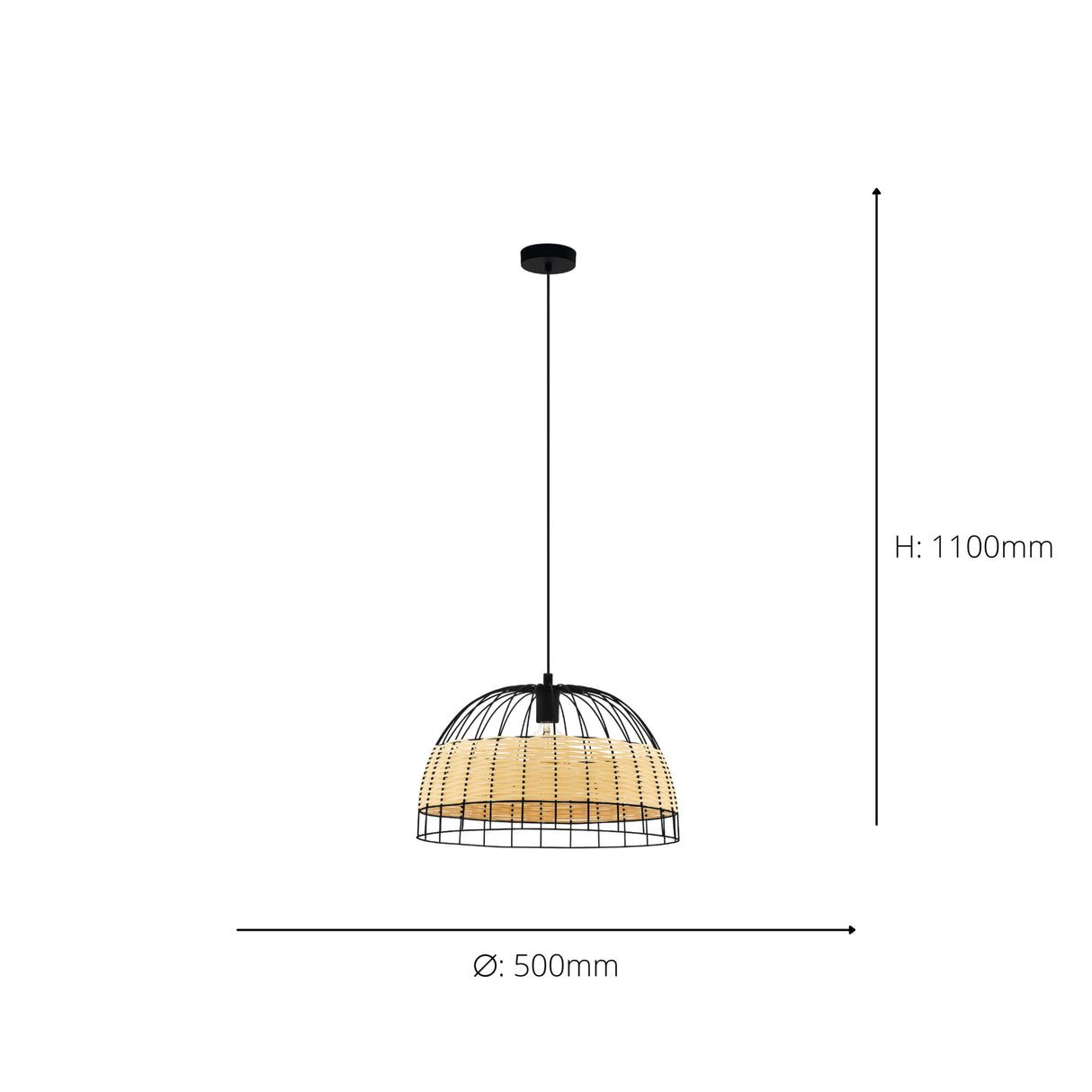 Eglo EU Anwick Single Pendant Light E27 Black