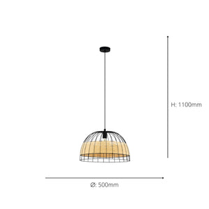 Eglo EU Anwick Single Pendant Light E27 Black