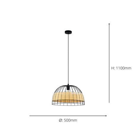 Eglo EU Anwick Single Pendant Light E27 Black