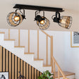 Eglo EU Vintage Anwick 1 Black/Rattan Steel 3-Light Spotlight