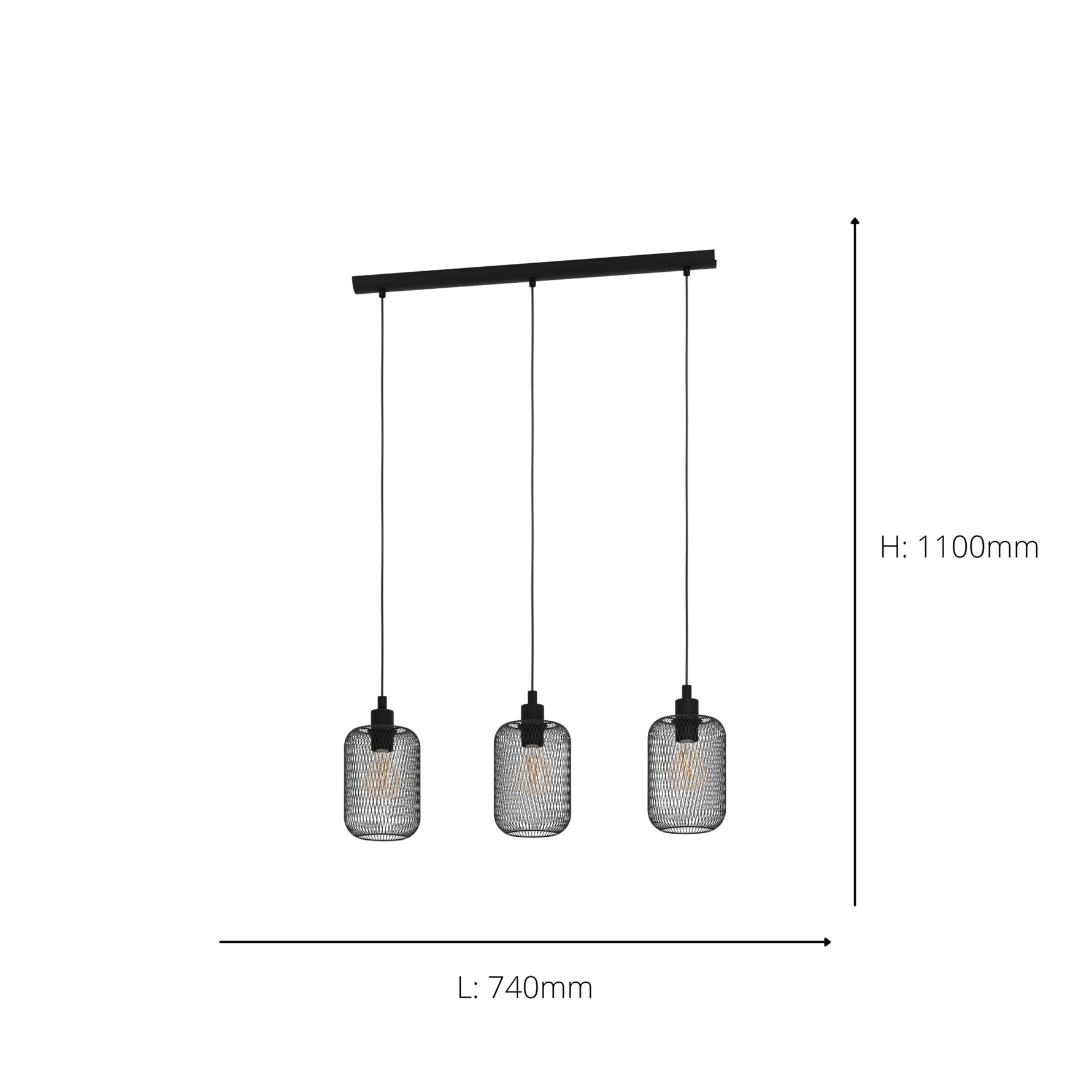 Eglo EU Wrington 3 Set Pendant E27 Black