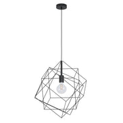 Eglo EU STRAITON Pendant Ceiling Light – Vintage Black Steel Open Shade, E27, Height Adjustable, Indoor Lighting