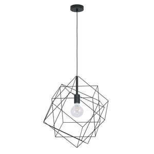 Eglo EU STRAITON Pendant Ceiling Light – Vintage Black Steel Open Shade, E27, Height Adjustable, Indoor Lighting