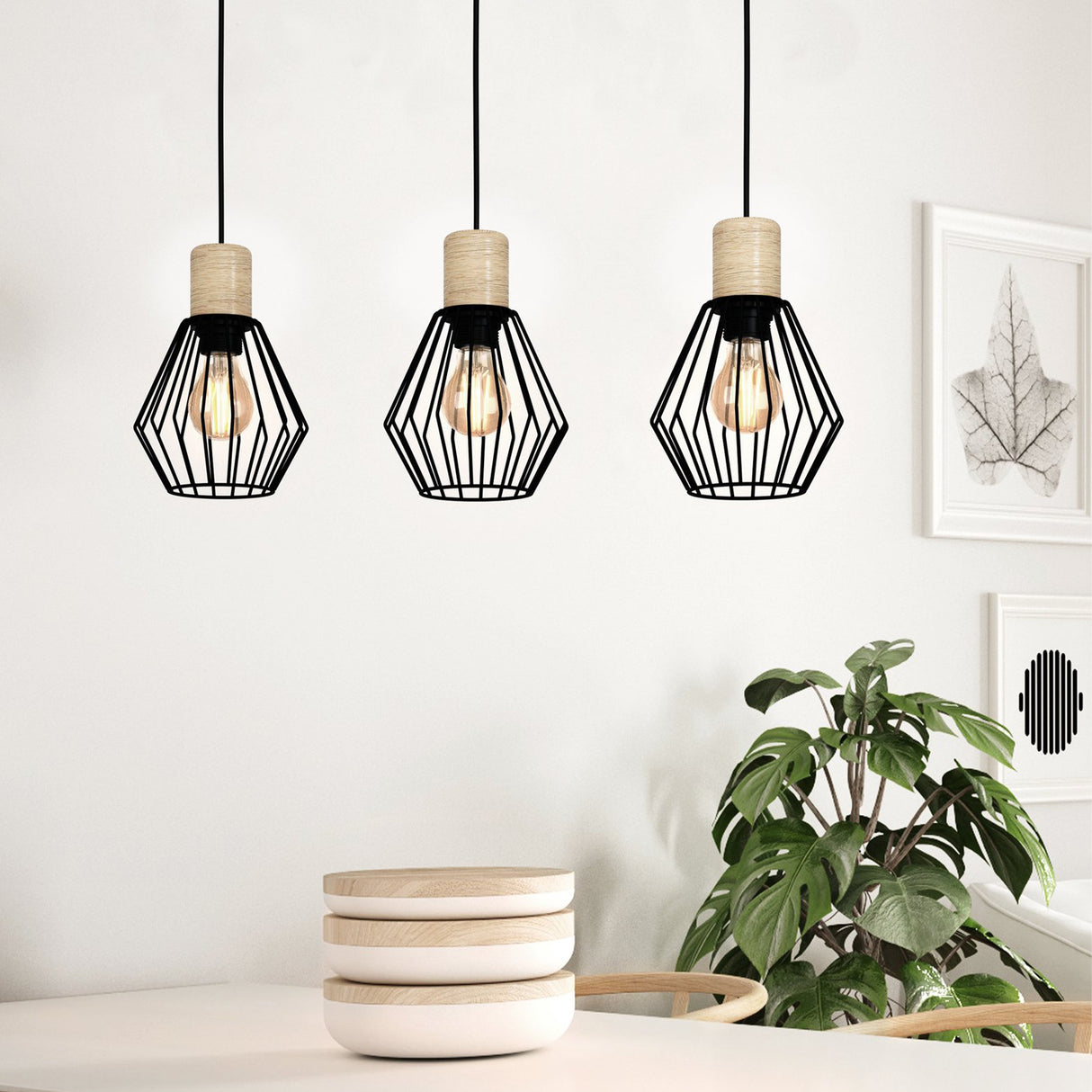 Eglo EU Palmorla Pendant E27 Black Wood 