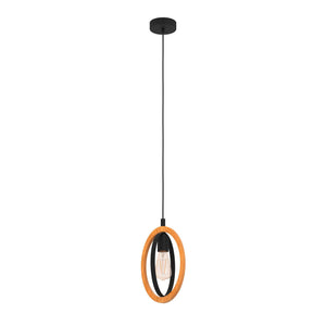 Eglo EU Basildon Single Pendant Light E27 Black Wood