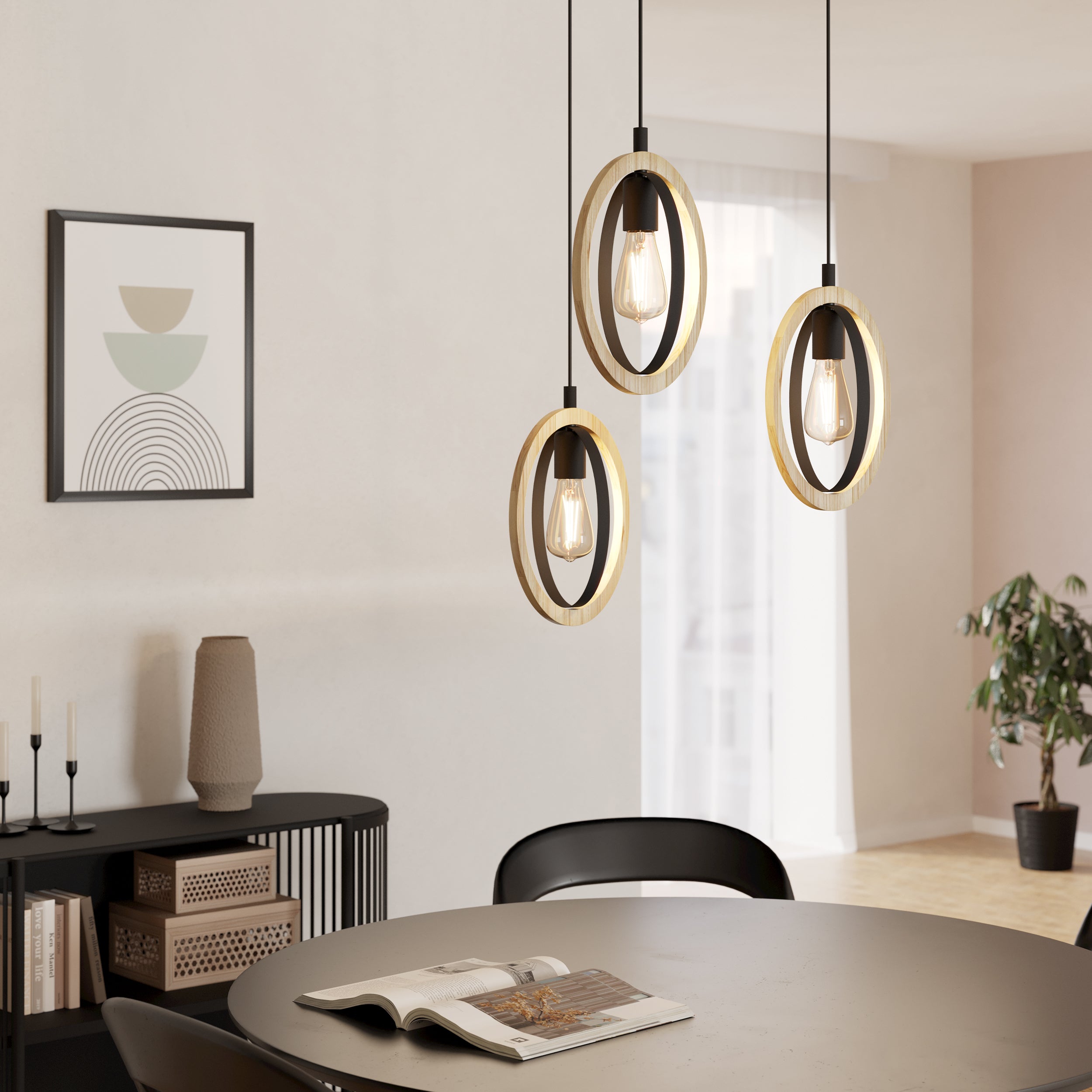 Eglo EU Barnstaple Wood & Steel Zinc 4-Light Spotlight product image - Endon Lighting from First Light Direct with great prices and fast UK delivery