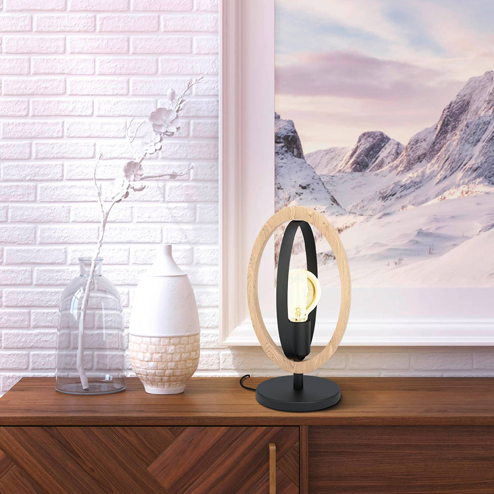 Eglo EU Basildon Table Lamp Black/Wood
