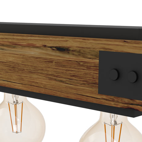 Eglo EU Layham Steel & Wood Modern Indsutrial 5-Light Pendant